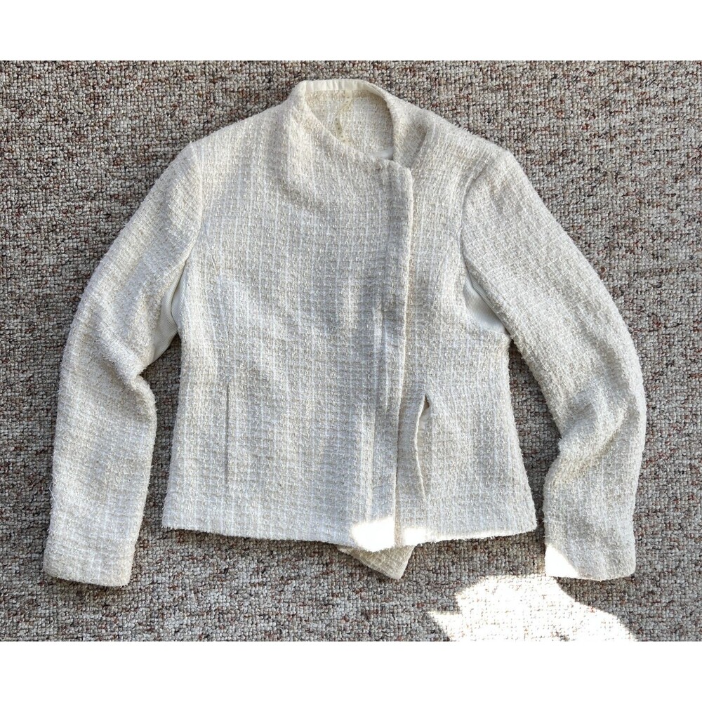 Truth and Pride Moto Jacket Blazer Women's Tweed White XS Preppy, Academia
